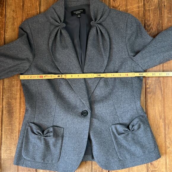 Talbots Kate fit wool pleated collar Women's Charcoal Blazer size 10 - Picture 3 of 8